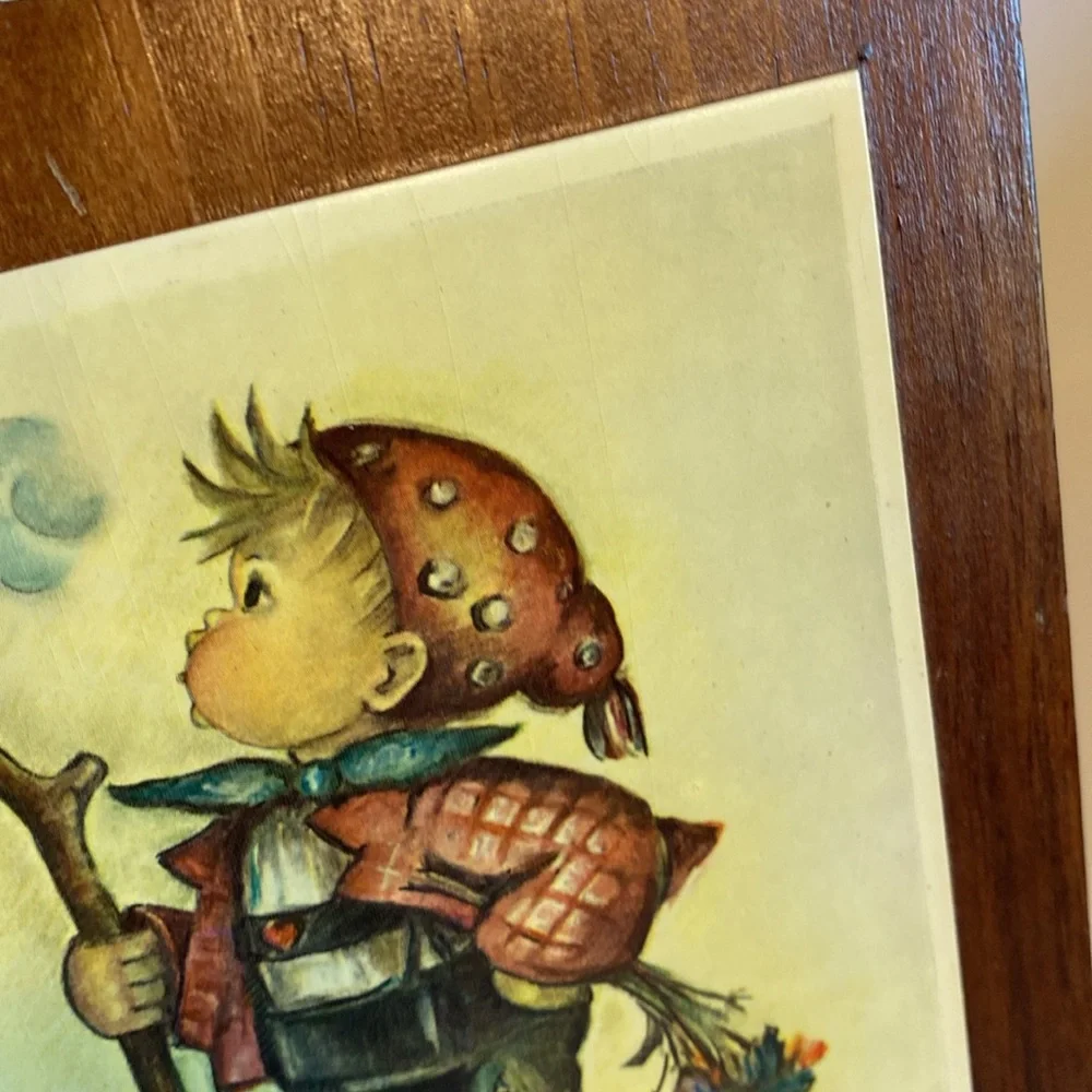 2 Vintage Hummel Wood Plaque Art Print Wall Art Boy & Girl
